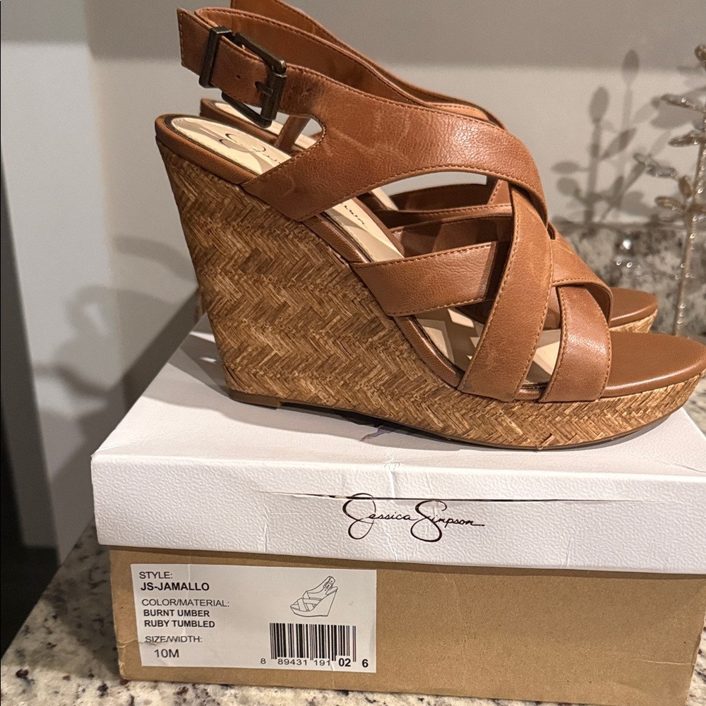 Jessica Simpson Tan Wedge Sandals